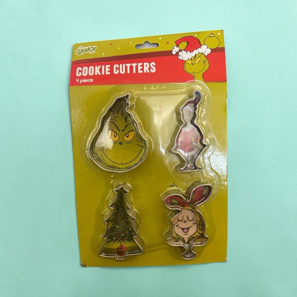 Dr Seuss The GRINCH 4-Piece Cookie Cutters(Tree,Cindy Lou Who & The Grinch) New